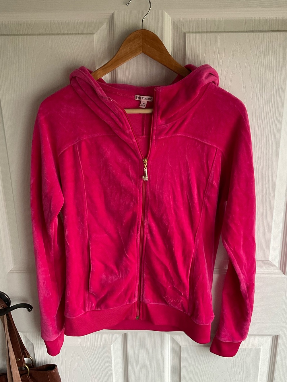 Juicy Couture Hot Pink Velour Zip Hoodie Jacket